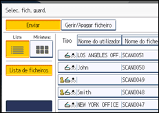 Ilustração do ecrã do painel de operação