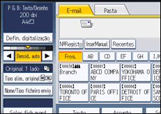 Ilustração do ecrã do painel de operação