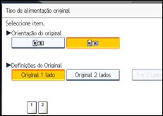 Ilustração do ecrã do painel de operação