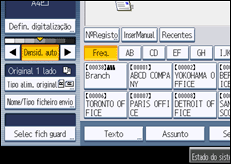 Ilustração do ecrã do painel de operação