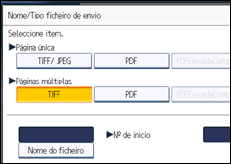 Ilustração do ecrã do painel de operação