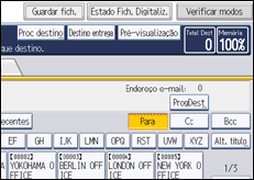 Ilustração do ecrã do painel de operação