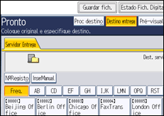 Ilustração do ecrã do painel de operação