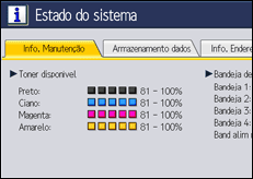 Ilustração do ecrã do painel de operação