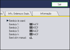 Ilustração do ecrã do painel de operação