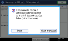Ilustração do ecrã do painel de operação