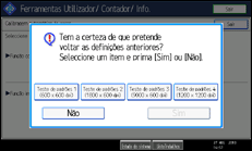 Ilustração do ecrã do painel de operação
