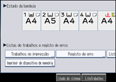 Ilustração do ecrã do painel de operação