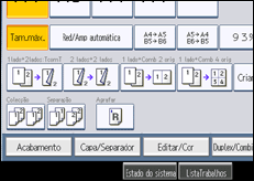 Ilustração do ecrã do painel de operação