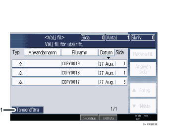 Bild av användarpanelen (numrerade detaljer)