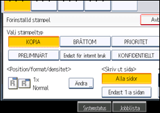 Bild av användarpanelens skärm