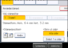 Bild av användarpanelens skärm