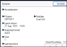 Bild av användarpanelens skärm