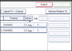 Bild av användarpanelens skärm