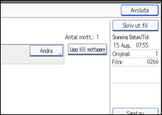 Bild av användarpanelens skärm
