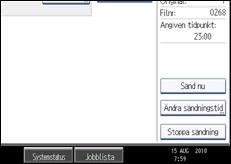Bild av användarpanelens skärm