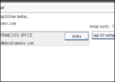 Bild av användarpanelens skärm