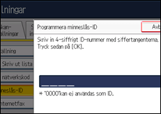 Bild av användarpanelens skärm