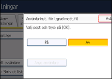 Bild av användarpanelens skärm
