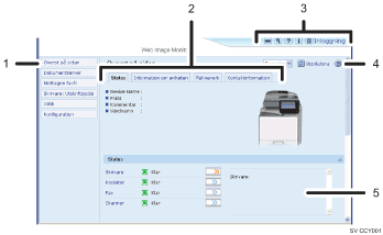 Bild av webbläsarfönster med numrerade detaljer