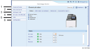Bild av webbläsarfönster med numrerade detaljer