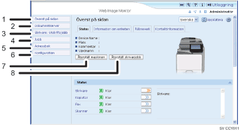 Bild av webbläsarfönster med numrerade detaljer
