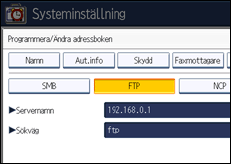 Bild av användarpanelens skärm