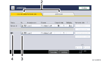 Bild av användarpanelen (numrerade detaljer)
