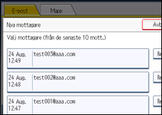 Bild av användarpanelens skärm