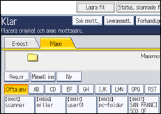 Bild av användarpanelens skärm