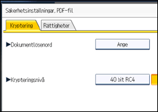 Bild av användarpanelens skärm