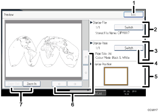 Operation panel screen illustration numbered callout illustration
