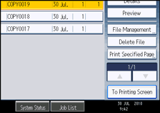 Operation panel screen illustration