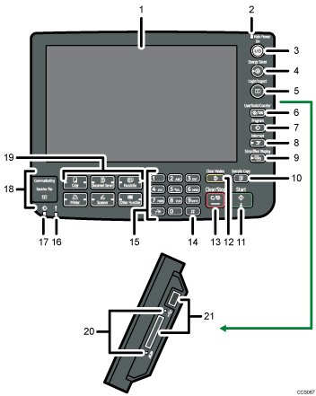 Control panel illustration numbered callout illustration