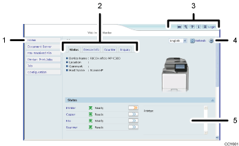 Web browser screen illustration numbered callout illustration