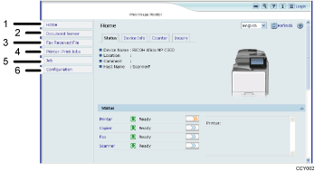 Web browser screen illustration numbered callout illustration