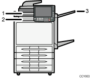 Illustration of output trays numbered callout illustration