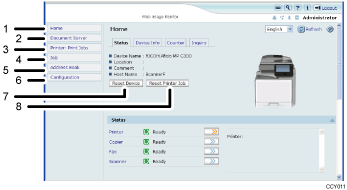 Web browser screen illustration numbered callout illustration