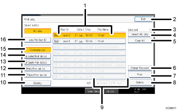 Operation panel screen illustration numbered callout illustration