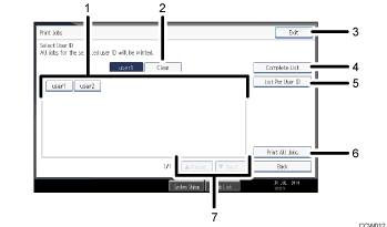 Operation panel screen illustration numbered callout illustration