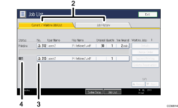 Operation panel screen illustration numbered callout illustration