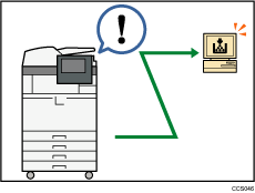 Illustration of monitoring and setting the machine via computer