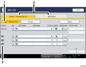 Operation panel screen illustration numbered callout illustration