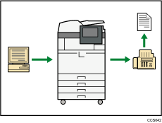 Illustration of paperless fax transmission