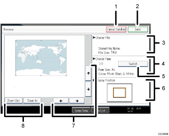 Operation panel screen illustration numbered callout illustration