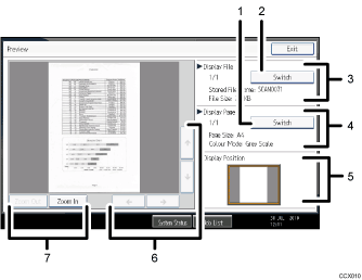Operation panel screen illustration numbered callout illustration