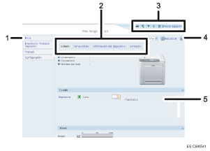 Ilustraci&oacute;n con leyenda numerada de la pantalla del navegador Web