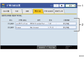 已编号的操作面板屏幕插图