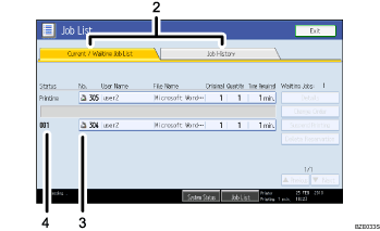 Operation panel screen illustration numbered callout illustration