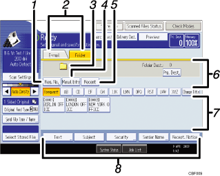 Operation panel screen illustration numbered callout illustration